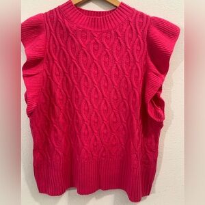 SheIn Curve Hot Pink Patterned Sweater Vest Size 0XL Gently Used